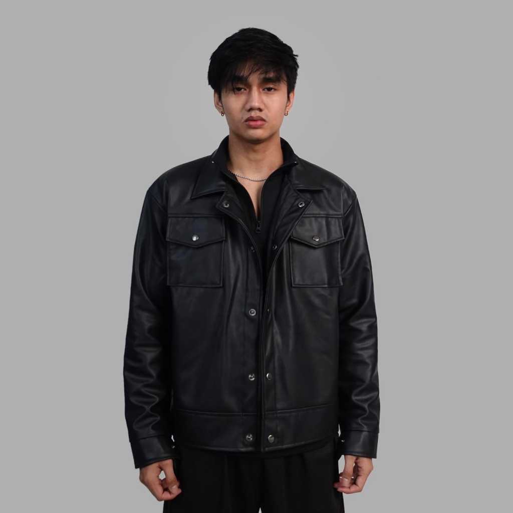 terbaru trucker x borg jaket semi kulit pria wanita classic outfit kancing