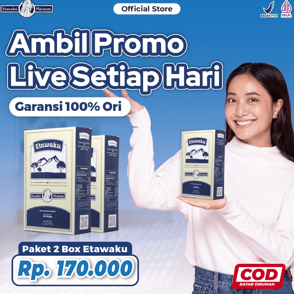 

Barang baru Etawaku Platinum Susu Kambing Etawa Sembuhkan Nyeri Tulang Sendi dan Sesak Nafas 2 Box