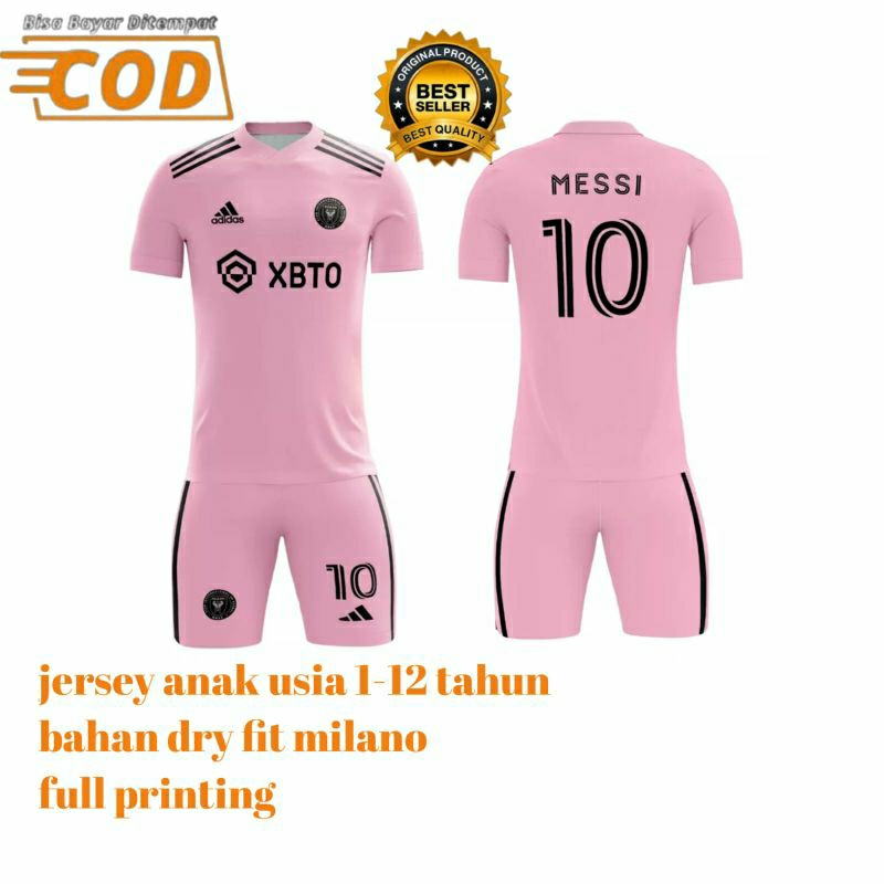 Jersey Baju Bola Anak Messi Home Away Musim Terbaru 2024