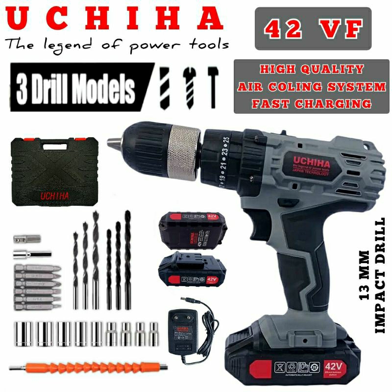 42VF Mesin Bor Impact Drill / Bor baterai / Bor Tanpa Kabel / Bor Listrik 42Vf / Bor Listrik Set / B