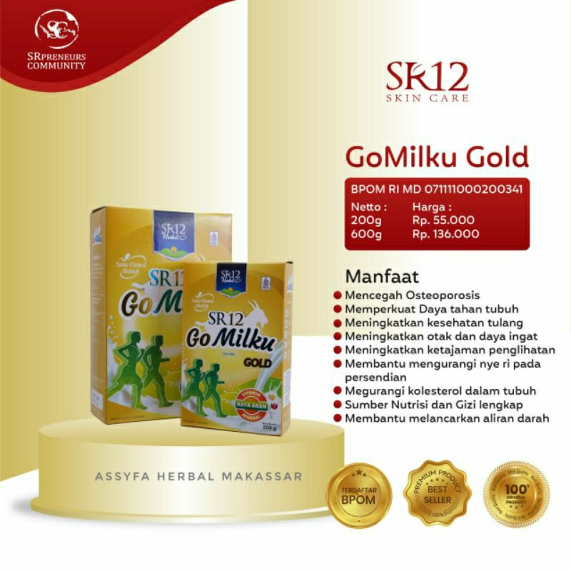 

Gomilku Gold SR12 Susu Kambing Etawa untuk Lansia Kemasan 200 g dan 600 g