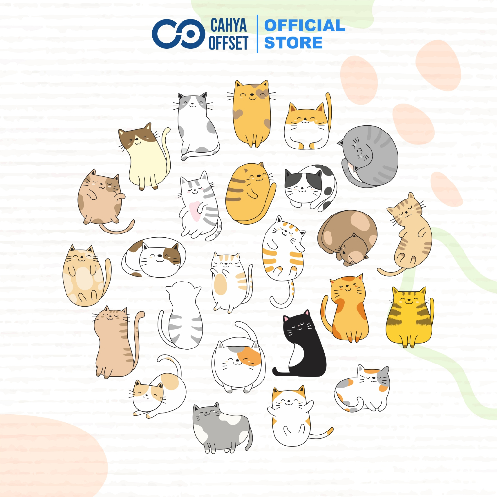

5.5 Cahya Offset - Sticker Karakter Kucing Lucu Imut Gemoy Waterproof Tahan Air Stiker Tumbler HP Motor Mobil Laptop Leptop Setiker Tempel puss mpus Vinyl Vinil Murah Tidak Mudah Sobek Tahan Lama Bisa COD