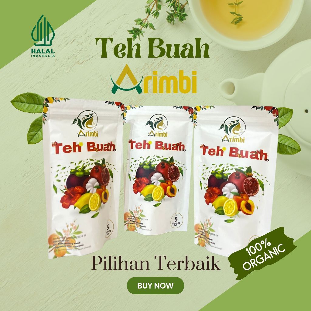 

TEH BUAH ARIMBI, TEH HERBAL, TEH BUNGA, DAUN TEH HIJAU, BUAH MANGGIS, BUAH DELIMA, BUNGA ROSELLA, BUAH LEMON, BUAH PEACH, TEH SIAP SEDUH, TEH 100% ORIGINAL, Minuman Rendah Gula, Minuman Segar, Minuman Halal