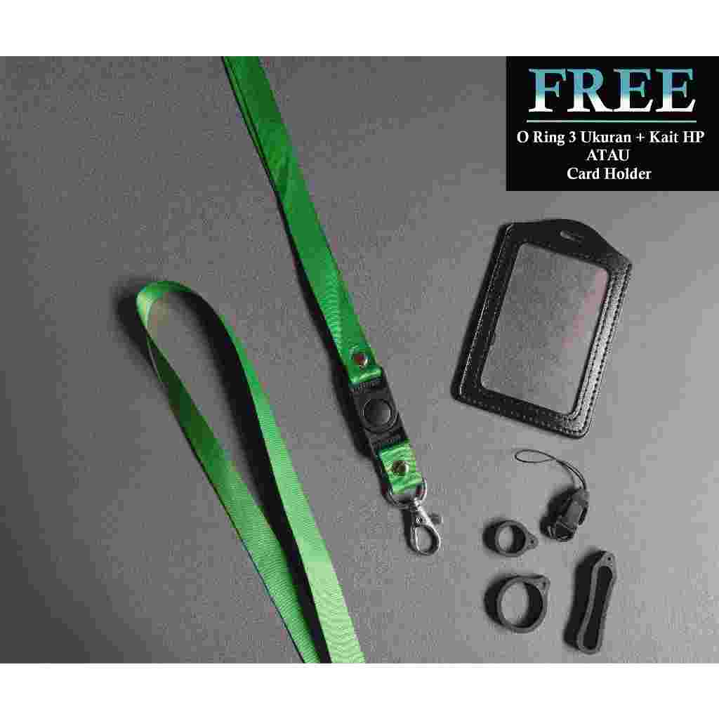 

Lanyard Hijau Polos 1,5cm - Tali Gantungan IdCard Nametag HP Polos Hijau