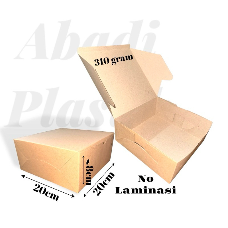 

DUS NASI 20x20 KRAFT /KOTAK NASI KRAFT 20x20 - 310 GRAM
