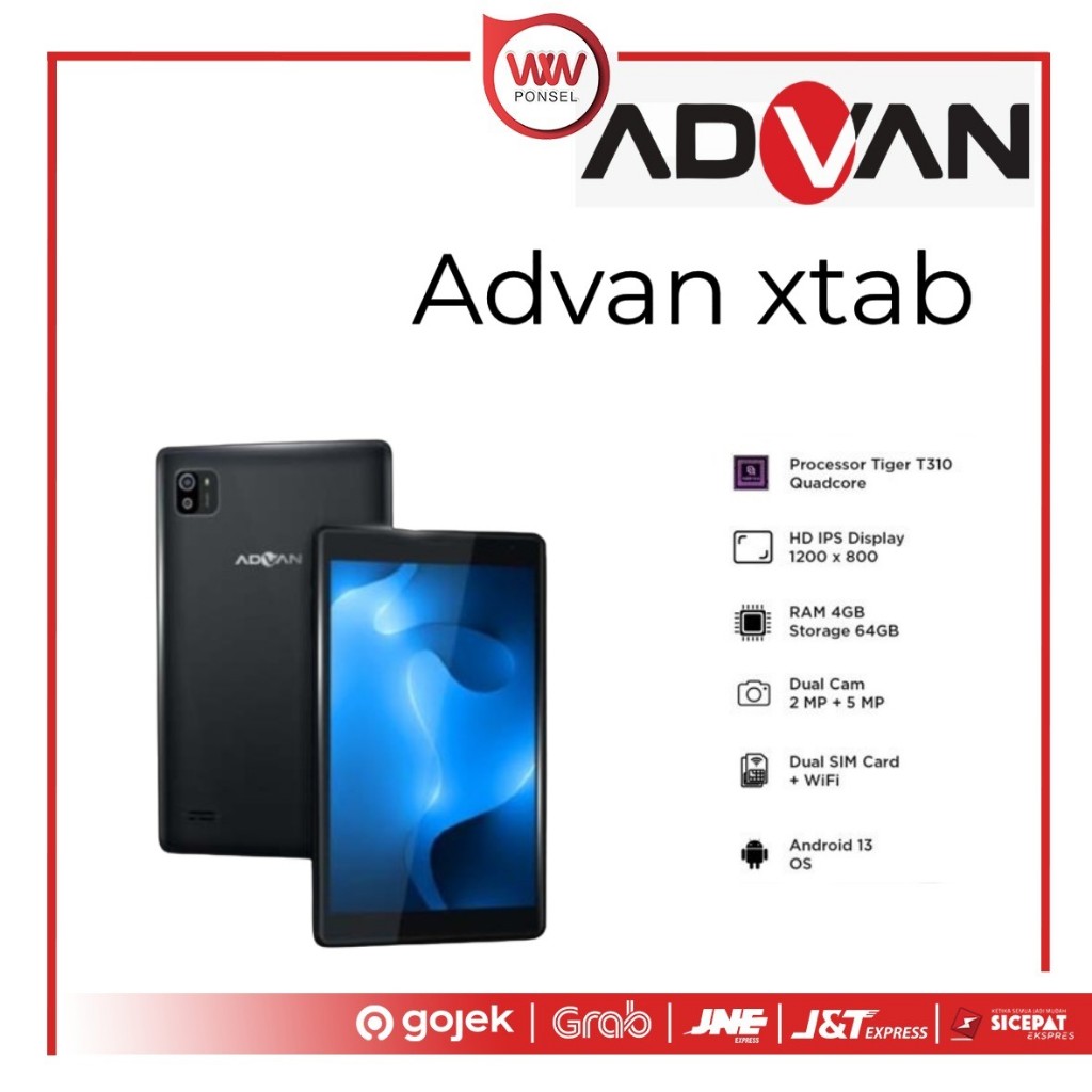Tablet Advan XTAB Ram 4GB Internal 64GB Garansi Resmi