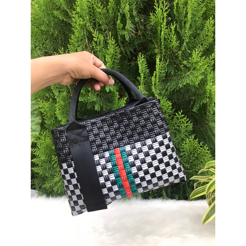 [FREE SYAL TWILLY] Tote Bag Anyaman Plastik Premium Tas Jali Premium Tote Bag Korea