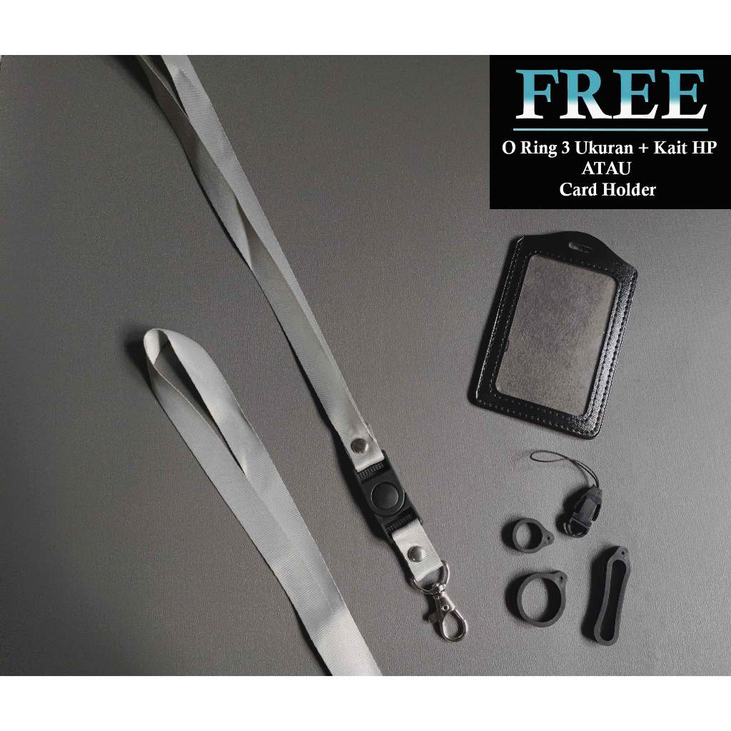 

Lanyard ID Card Polos Abu 1,5cm - Tali Gantungan Nametag HP Polos Grey