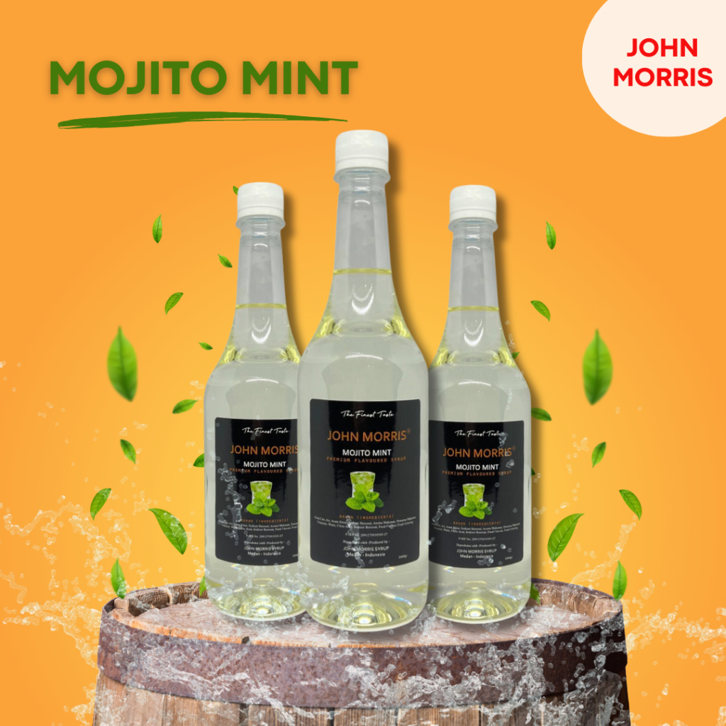 

JOHN MORRIS Premium Flavoured Syrup Mojito Mint 1000 ml / Sirup Rasa Mojito Mint Liter / Mojito Mint Flavour 1 L / Sirop perisa rasa fresh mojito mints untuk campuran minuman