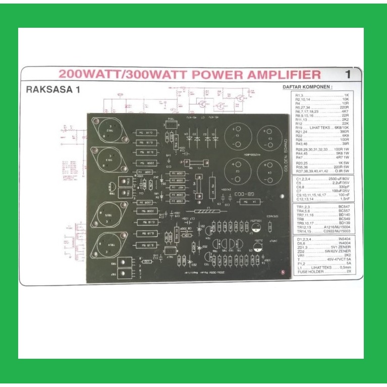 PCB Power amplifier mono Raksasa GB 003 Pertinax
