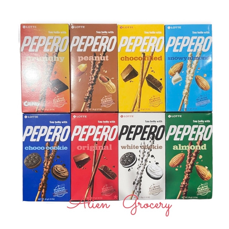 

Cepat laku PEPERO Lotte Pepero Almond Sesame Peanut Crunchy Snowy Almond White Cookies Choco Filled Peanut Original