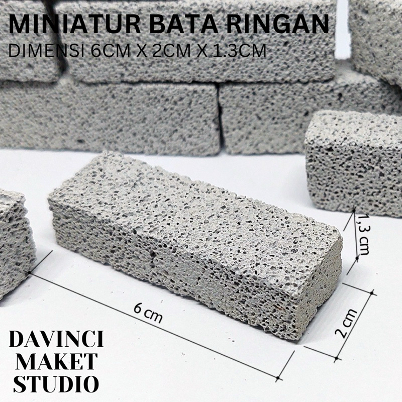 Miniatur Hebel Bata Ringan Batako Batacon Bricon Skala Universal - Miniature Light Brick 6cm x 2cm x
