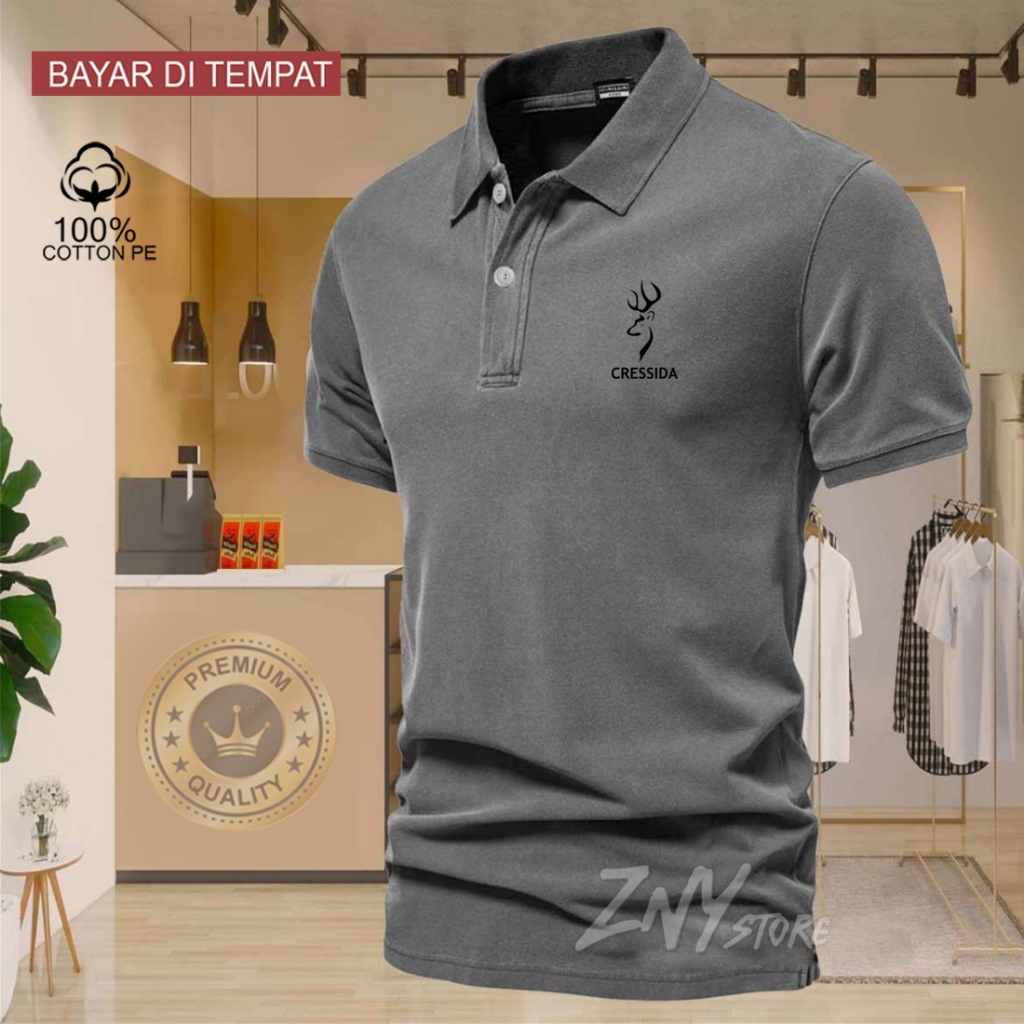 COD T-shrit POLO kerah Cresida Logo Hitam Baju Kaos Kerah Dewasa Shirt / Kaos Wangki Pria Polo / Kao