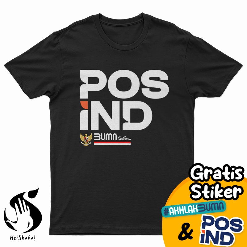 Heishaka Kaos POS INDONESIA T Shirt Perusahaan BUMN IND Logistic Free Stiker Cotton Combed 30s