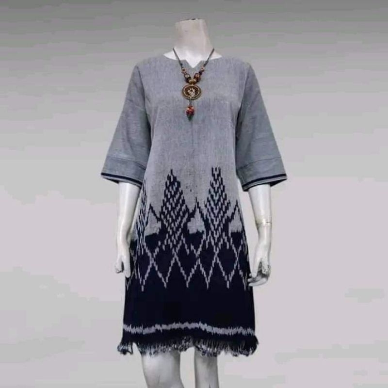 dres tenun rumbai baju tenun jepara