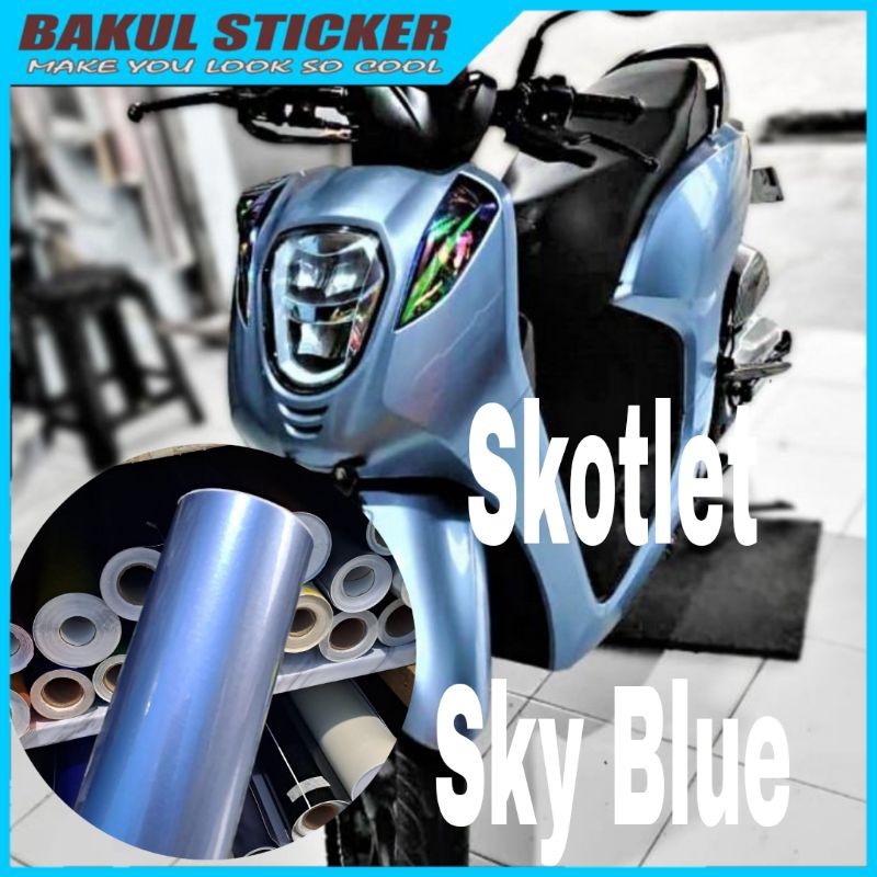 Stiker Scotlite Sky Blue Candy Mettalik Stiker Skotlet Motor Biru Langit Candy