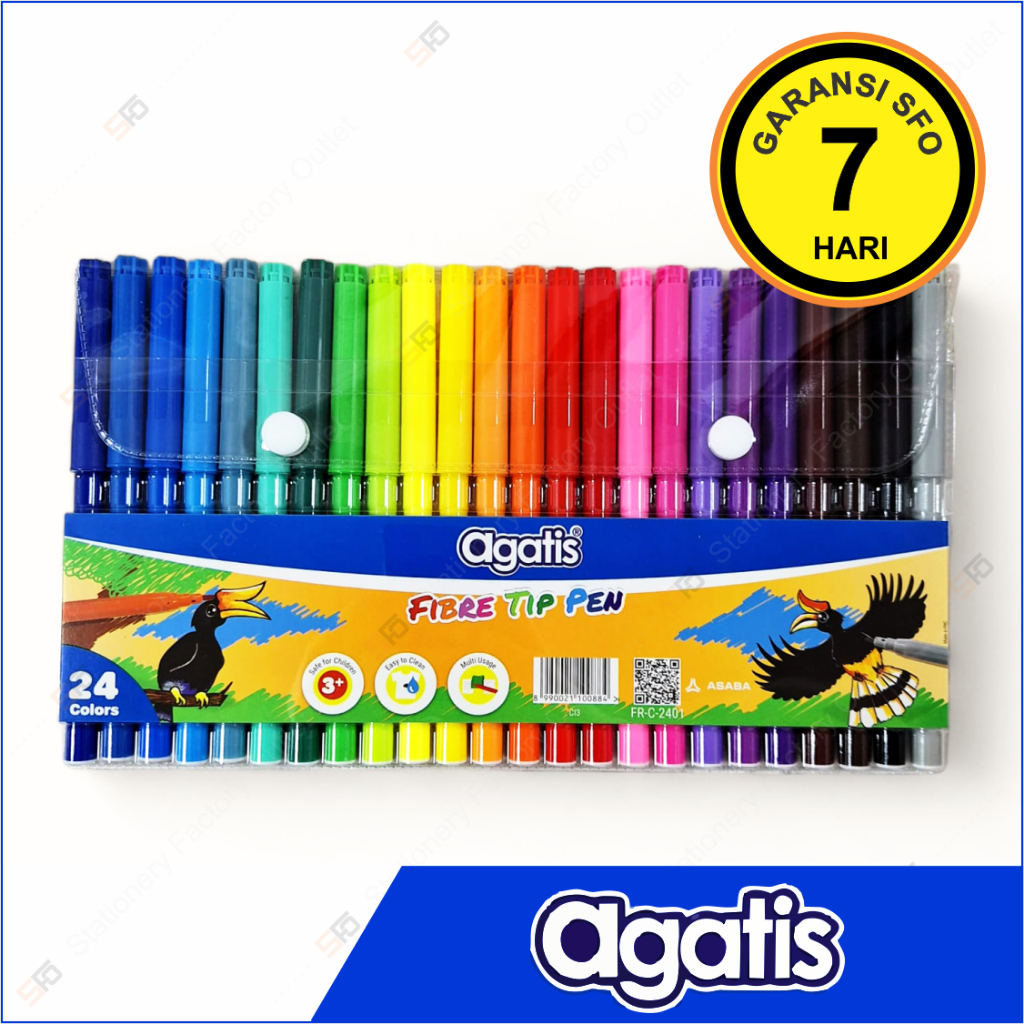 

Spidol Fiber Agatis isi 24 - Washable Fibre Tip Color Pen - FR-C-2401