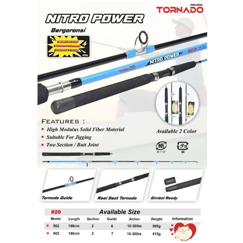 Joran TORNADO nitro power 562/602-joran jiging bahan fiber