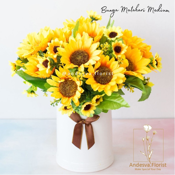 bunga matahari / sun flower artificial / bunga hias plastik matahari palsu / bunga matahari artifici