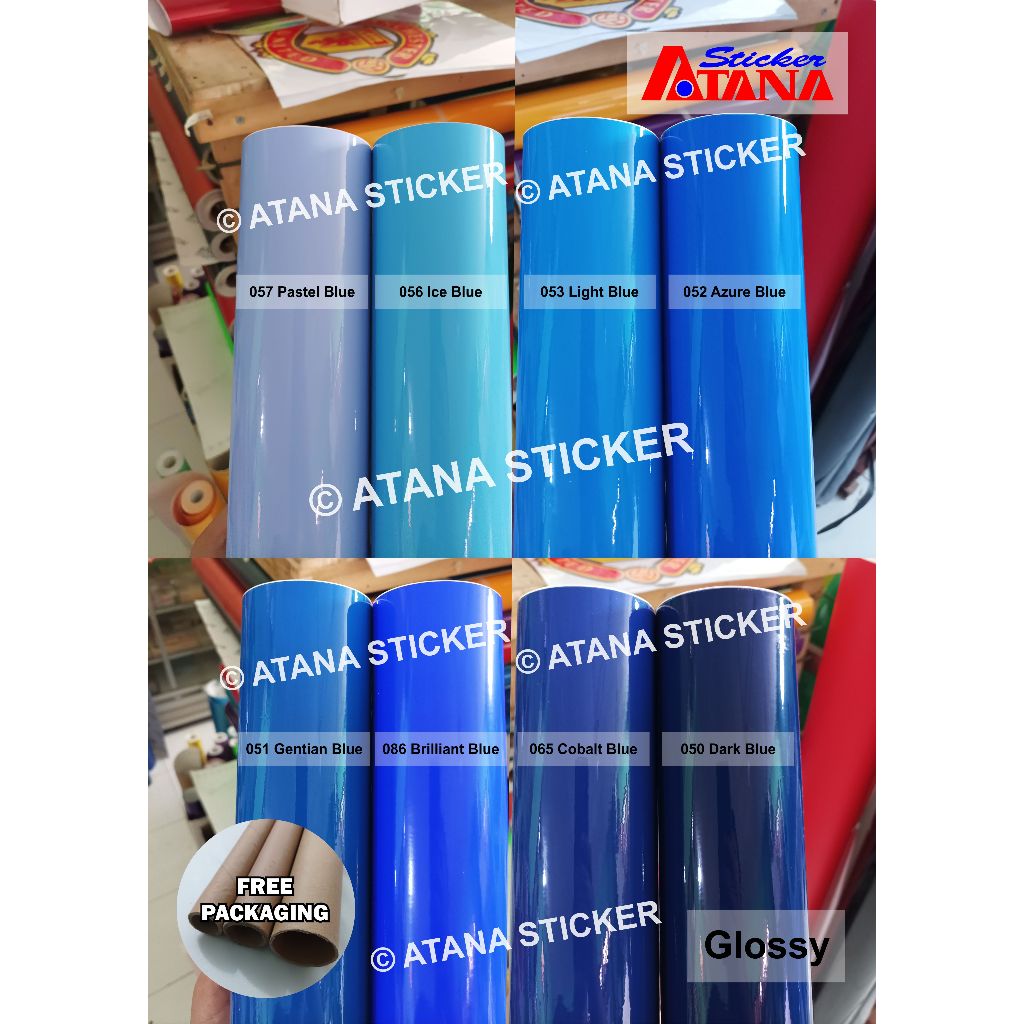 Skotlet Biru Muda Tua Glossy Langit Laut Benhur Pastel Light Dark Azure Ice Blue Gloss Kilap Metalik