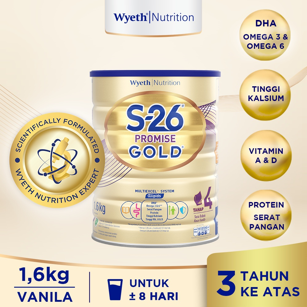 S-26 Promise GOLD 1,6kg - Susu Pertumbuhan Anak Usia 3 - 12 Tahun