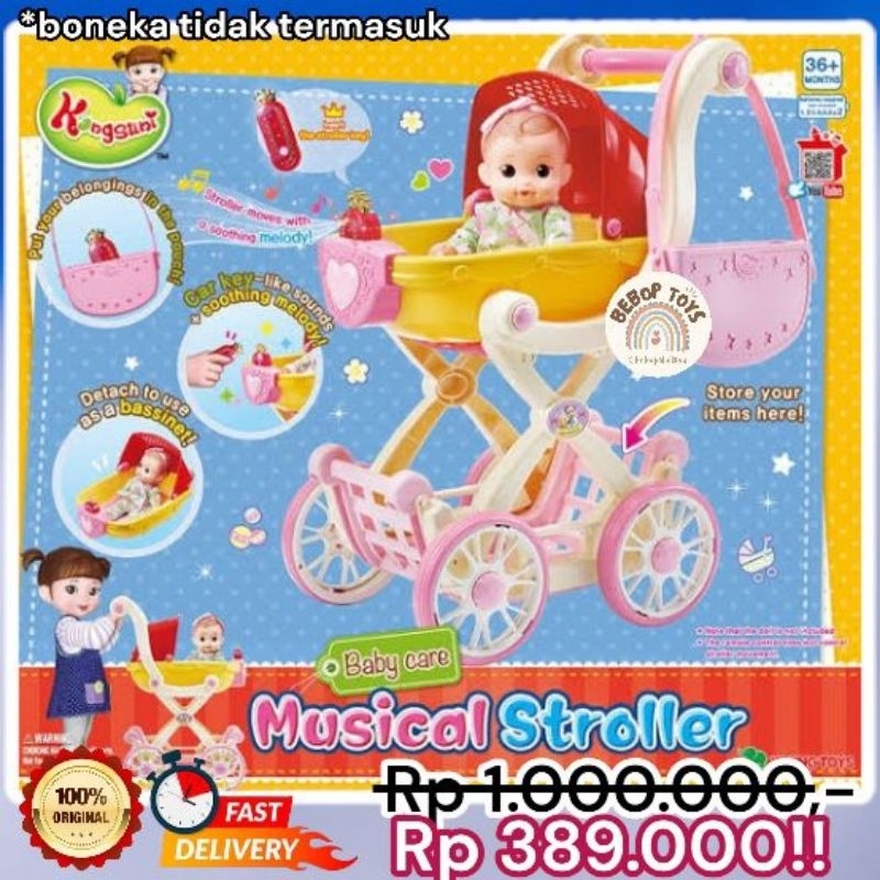 MUSICAL STROLLER KONGSUNI ORIGINAL BONEKA MAINAN KONG SUNI ANAK STROLLER MUSIC FOR DOLL / TOY ORIGIN