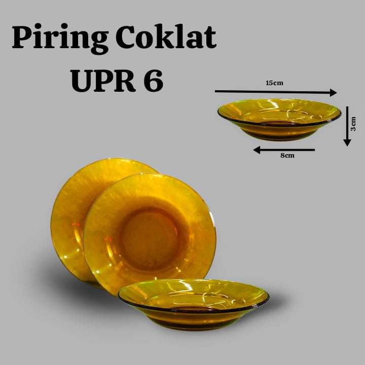 PIRING / LEPEK KACA COKLAT UPR 6 INCH 12PCS / 1 LUSIN (KHUSUS PENGIRIMAN INSTANT)