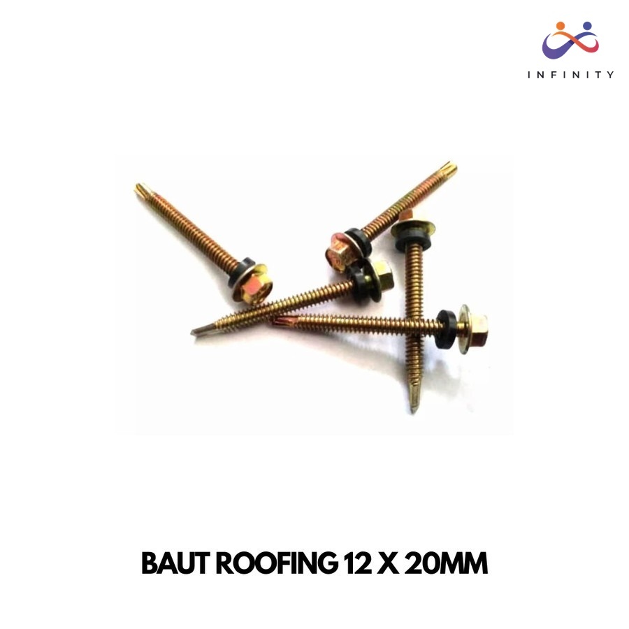 50Pcs Baut Roofing Kuning 12x20mm 2cm Skrup Atap Spandek Baja Ringan INF