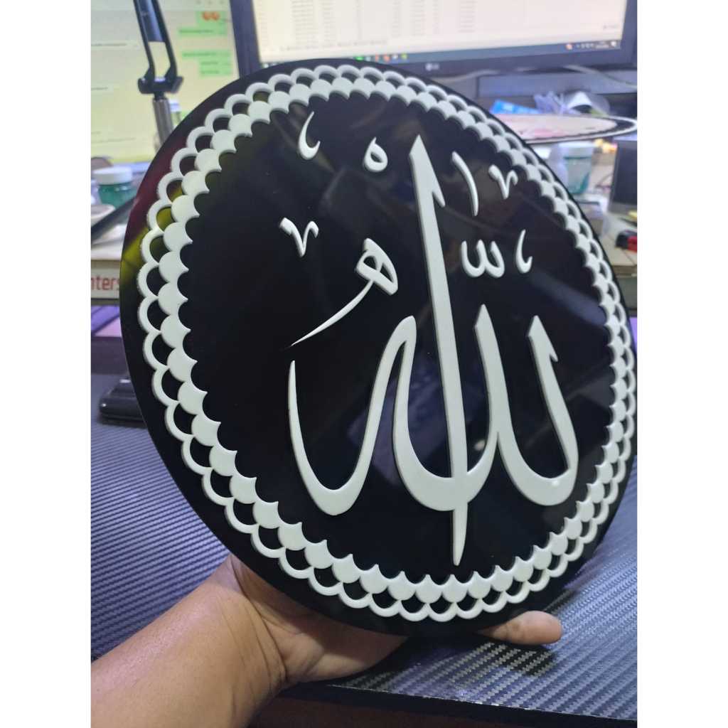 Akrilik Arab Allah Muhammad sign timbul laser cut cnc