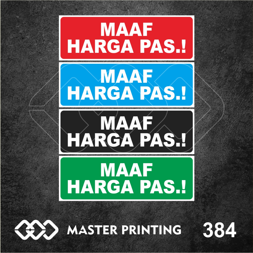 

384 - Stiker Maaf Harga Pas, Sticker Vinyl, Cutting, Premium, Tahan Air, Termurah, dan Bisa Custom