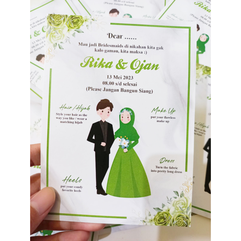 Attire Guide Card / Kartu Panduan Busana / Bridesmaid Card / Kartu Bridesmaid / Kartu Bridesmaid Cus