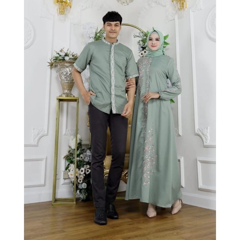 New Gamis Arafah Couple Suami Istri - Gamis Couple Lebaran - Baju Lebaran Keluarga