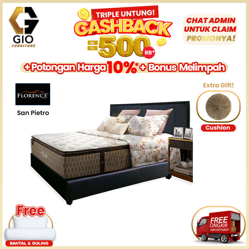 Kasur Florence San Pietro / Florence Springbed San Pietro (Full Set Mattress + Divan + Headboard + B