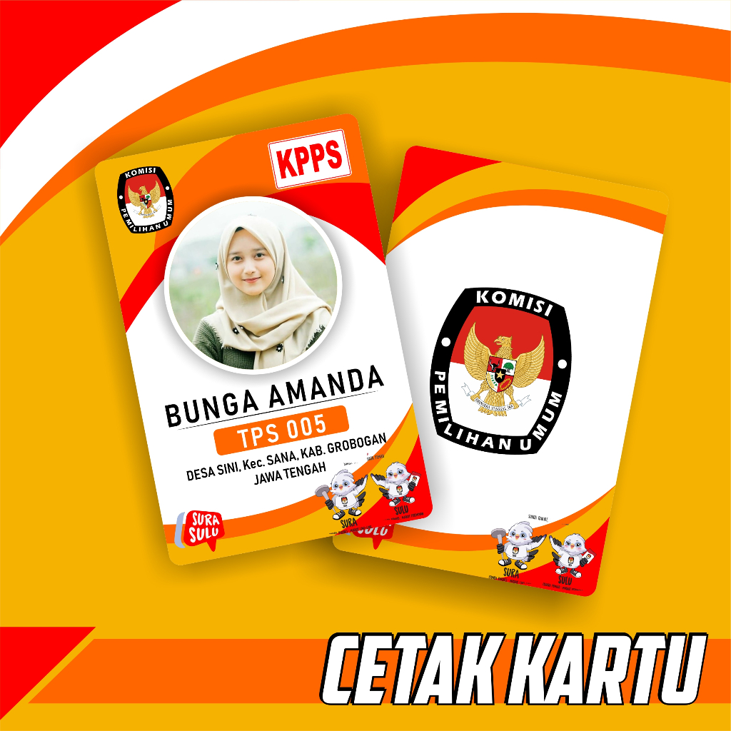 

Cetak ID Card Kartu PPK PPS KPPS KPU PTPS PEMILU SATU HARI JADI