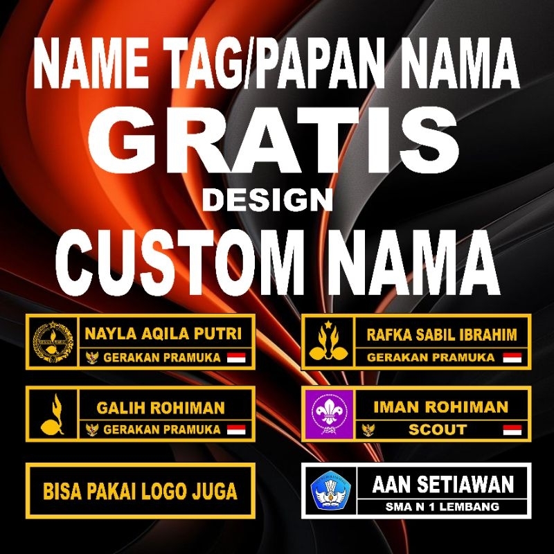 

name tag papan nama dada akrilik pramuka custom logo suka suka