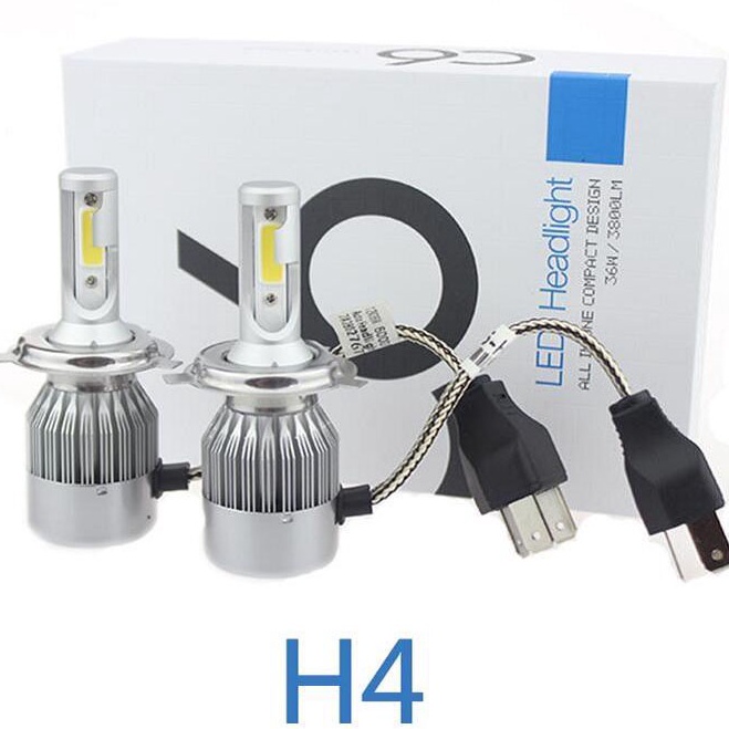 DfZ Lampu Mobil LED Headlight C6 H4 COB 2 PCS