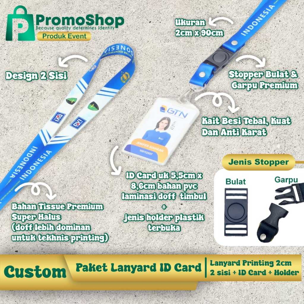 

Custom Paket lanyard Gantungan Id Card Nametag PVC Free Holder