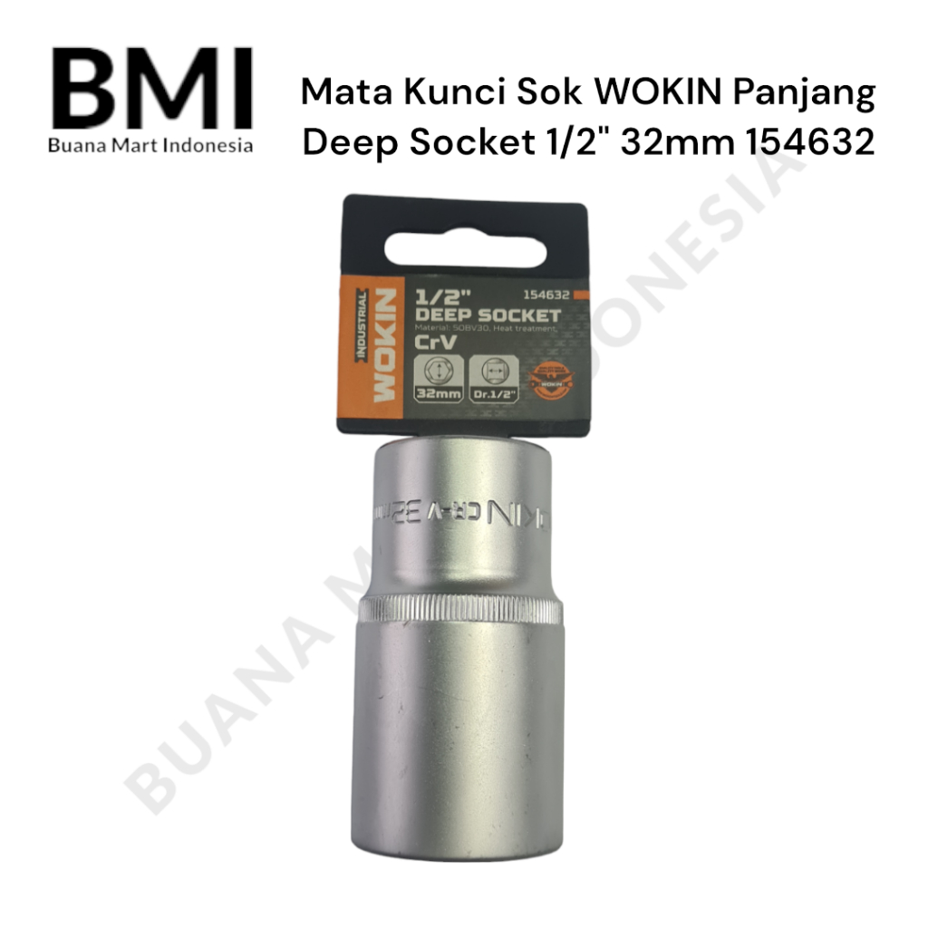 Mata Kunci Sok WOKIN Industrial PANJANG Deep SOCKET 1/2" 32mm | (1PC)
