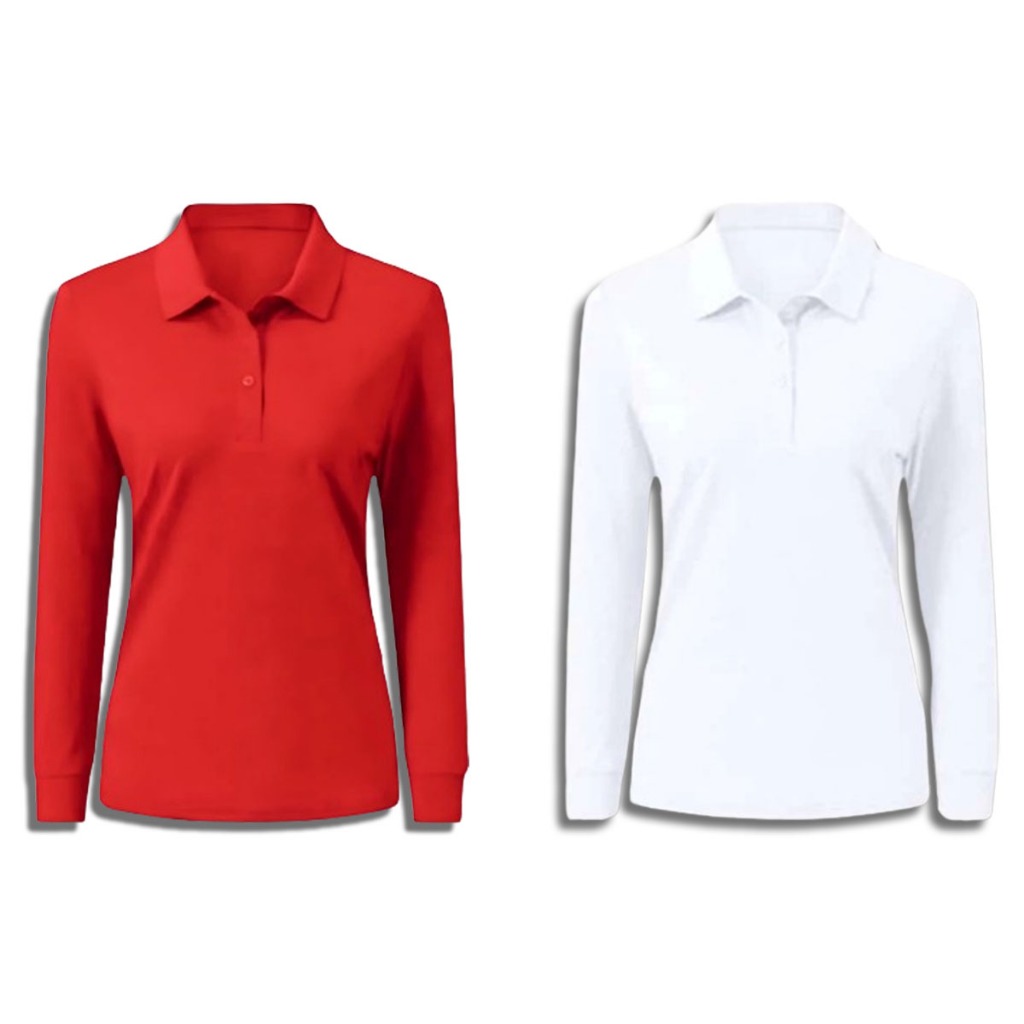 Baju Kaos Polo lengan panjang / Baju kaos Polo Pria dan wanita / Polo Shirt lengan panjang warna Mer