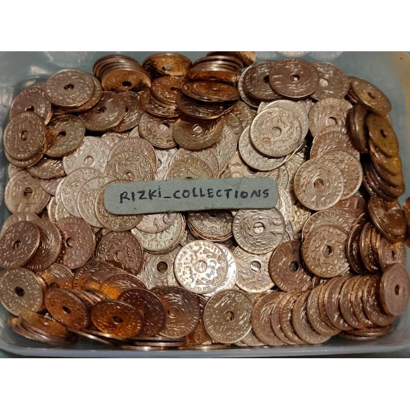 uang kuno KOIN 1 CENT BOLONG NEDERLANDSCH INDIE