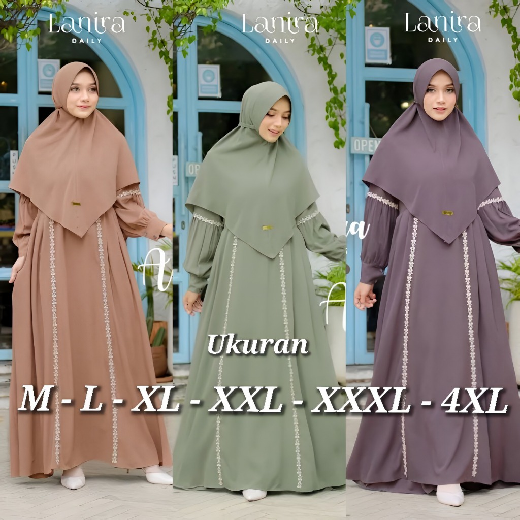 Set Gamis Jumbo Syari 4XL Almira Dress Muslim Wanita Kekinian Gamis Polos Busui Plus Khimar