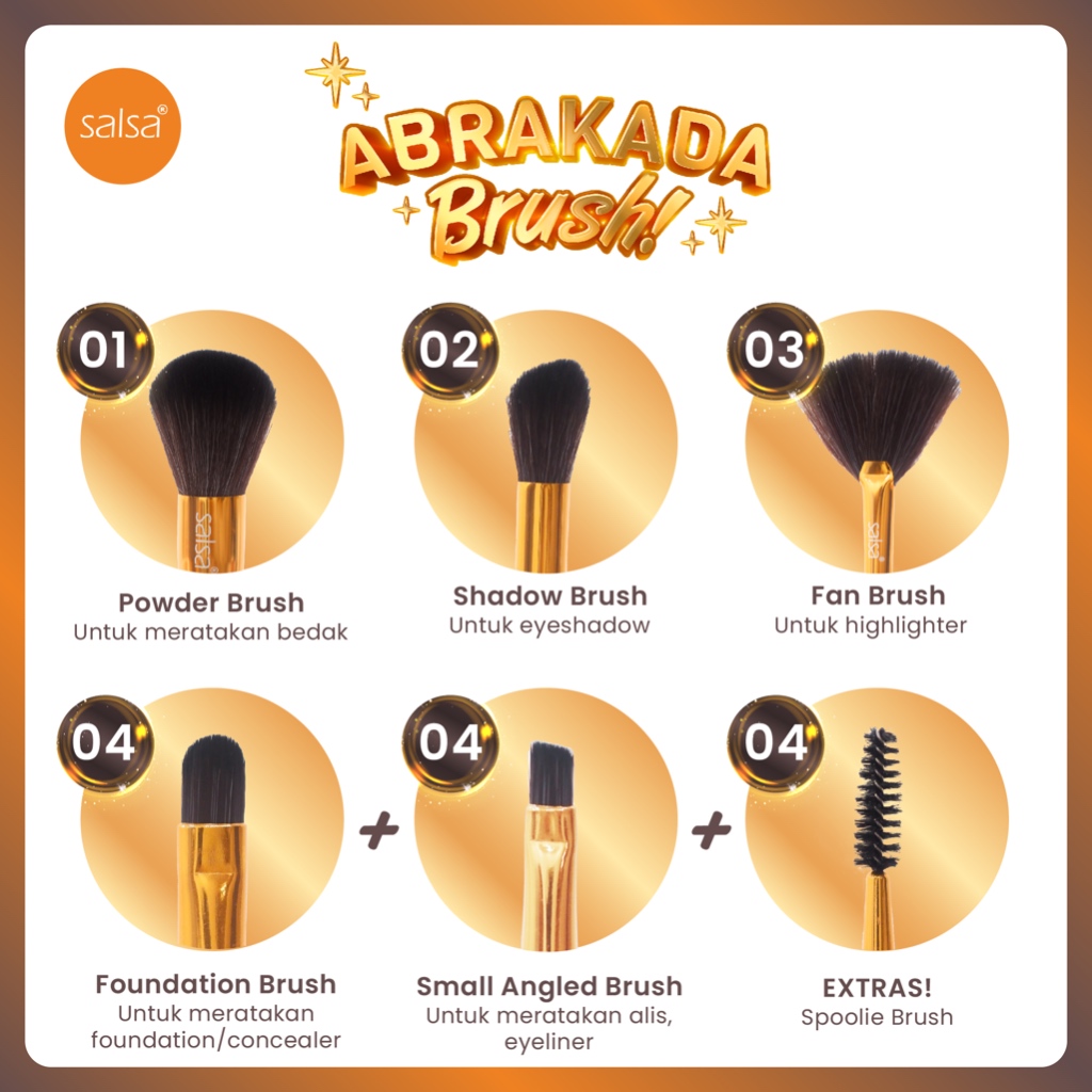 SALSA Abrakada Brush - Kuas Make Up Set Brush Pemula Alat Rias Lembut | SALSA Cosmetic
