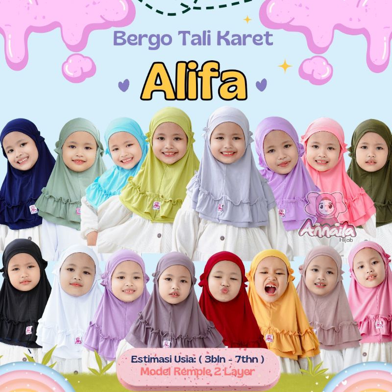 Jilbab anak bergo Alifa kerudung anak tali karet