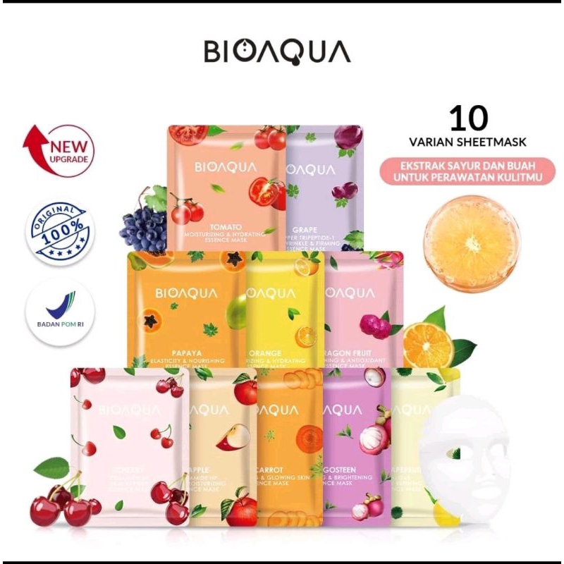 MASKER WAJAH HCHANA NATURAL SKINCARE | BPOM Bioaqua Sheet Mask Brightening Masket Pemutih Wajah