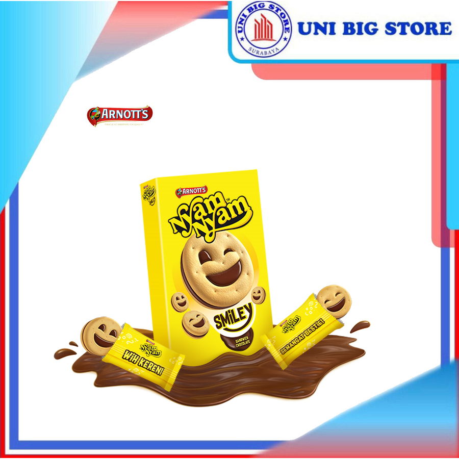 

Nyam Nyam Smiley Biscuit Chocolate Sandwich 45 gr Biskuit Coklat