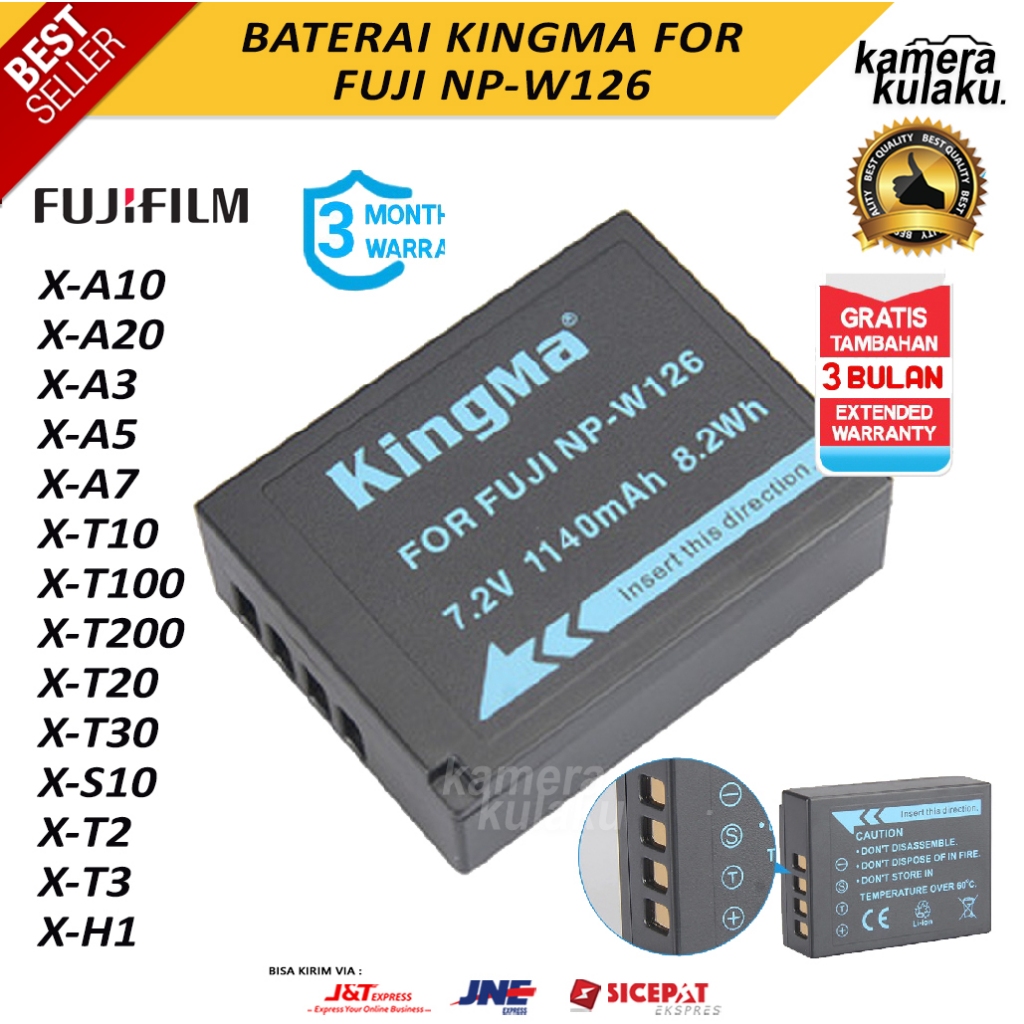 KINGMA Battery for Fujifilm NP-W126 XA3 XA5 XA7 XT100 XT200 XT20 XT30 XT2 XT3 XS10 XH1