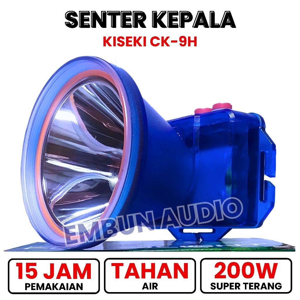 Senter Kepala 200Watt Cahaya Putih KISEKI CK-9H Cas Ulang | Senter Kepala Cahaya Kuning Super Terang