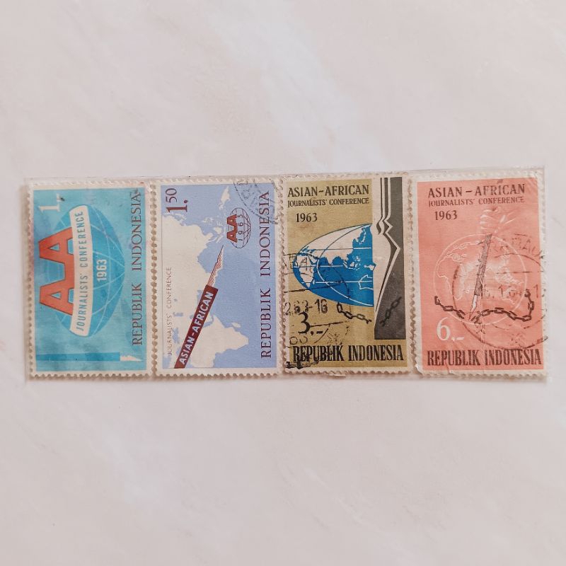 

(AC) Perangko Indonesia 1963 Konferensi Wartawan Asia Afrika Set Lengkap 4 pcs Used