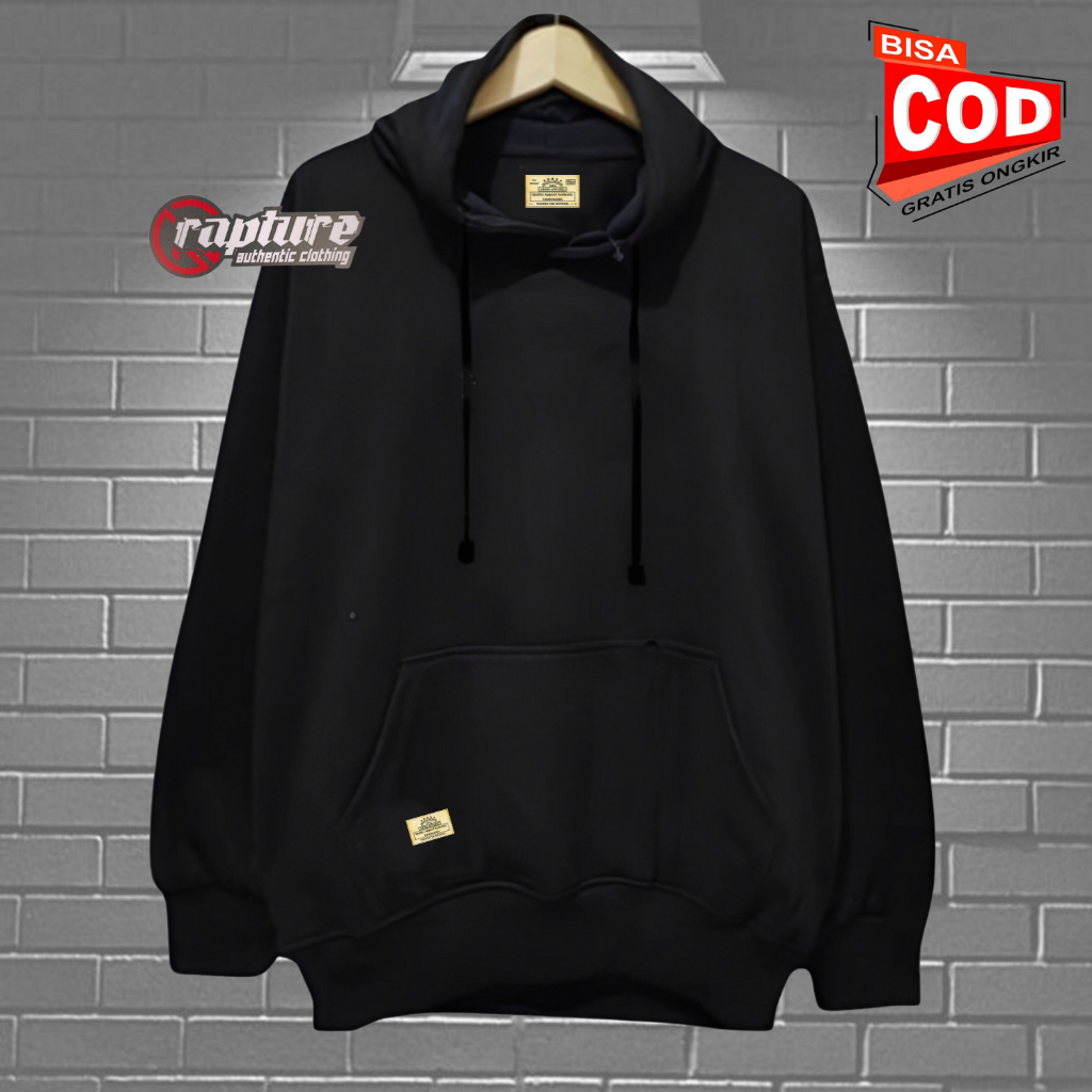 FAVORIT Sweater Hoodie Polos Pria Wanita Distro Warna Hitam Hodie Switer Oversize Cowok Premium