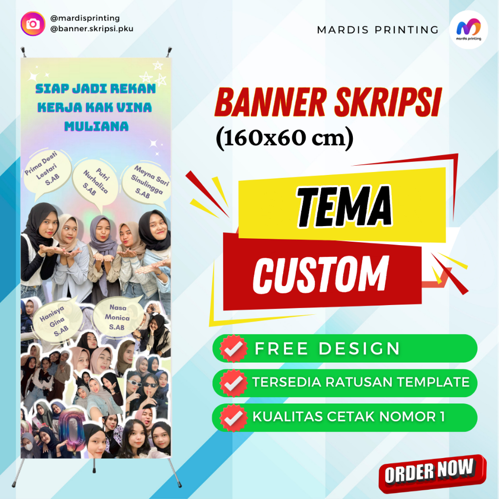 Banner Sidang SKRIPSI+Rangka X Banner uk 160x60 cm Tema Custom